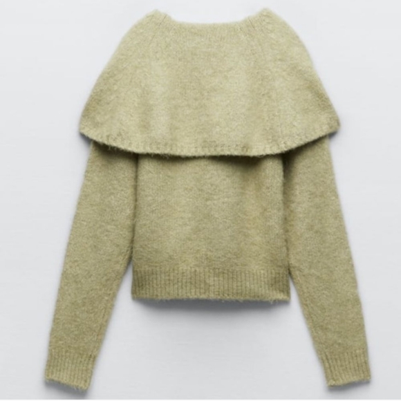 Zara Wide Lapel Knit Sweater New - Picture 4 of 4